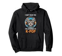 Cat Listening K-Pop Cuffie Funny KPOP Fan Felpa con Cappuccio