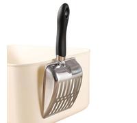 Cat Litter Scoop, Stainless Steel Poop Scooper, Ergonomic Long Handle, Heavy-Duty Cleaning Tool, Design, Easy Grip, 10.04 x 4.21 x 1.38 inches, Ideal for Multi-Pet Homes, Apartments.