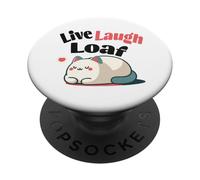 Cat Live Laugh Loaf Sovrappeso Divertente Citazione Big Kitty Joke PopSockets PopGrip Adesivo