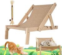 Cat Lounger Chair, Cat Sisal Lounge Chair for Indoor, Adjustable Cat Hammock Pet Cozy Bed, Holds Up to 44lbs Thickened Recliner,Cuscino reclinabile in legno massello di canapa per gatti, letto