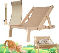 Cat Lounger Chair, Cat Sisal Lounge Chair for Indoor, Adjustable Cat Hammock Pet Cozy Bed, Holds Up to 44lbs Thickened Recliner,Cuscino reclinabile in legno massello di canapa per gatti, letto