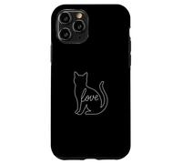 Cat Love Line Art Cute Kitty Animale Accogliente Felino Amante Pet Custodia per iPhone 11 Pro
