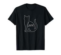 Cat Love Line Art Cute Kitty Animale Accogliente Felino Amante Pet Maglietta