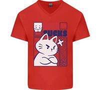 Cat Love Sucks Anti Valentines Singles Day Uomo V-Neck Cotton T-Shirt