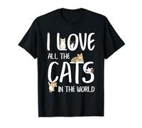Cat Lover all Cats Feline Breeds Cute Kitty Citazione Art Maglietta