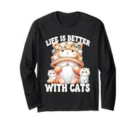 Cat Lover Gnome For Cat Mom Grandma Life Is Better With Cats Maglia a Manica