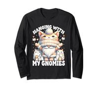 Cat Lover Gnome Graphic For Cat Mom Hanging With My Gnomies Maglia a Manica