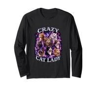 Cat Lover Vintage Anni '90 Viola Fulmine Gatti celesti Maglia a Manica