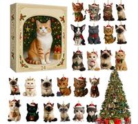 Cat Lovers 2025 - 2D Acrylic 26x18x3cm | 24 Days Christmas Countdown Box | Cute Cat Calendar Ornament Set For Home, Office, Party And Holiday Decoration Use