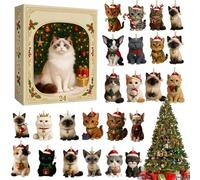 Cat Lovers 2025 - 2D Acrylic 26x18x3cm | 24 Days Christmas Countdown Box | Cute Cat Calendar Ornament Set For Home, Office, Party And Holiday Decoration Use