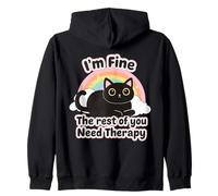 Cat Lover's Funny I'm Fine The Rest of You Need Therapy Felpa con Cappuccio