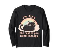 Cat Lover's Funny I'm Fine The Rest of You Need Therapy Maglia a Manica