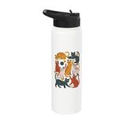 Cat Lovers Retro Cute Cats Funny Kitty Stainless Steel Insulated Water Bottle