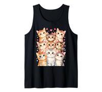 Cat Loving Girls Nine Cats con Fiocchi Rosa e Cuore Canotta