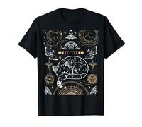 Cat Luna Moth Moon Phases Dark Academia Estetico Occulto Maglietta