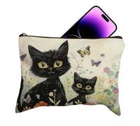 Cat Makeup Bag, Large Capacity Cosmetic Pouch Organizer, Cute Vintage Handbag, Toiletry and Stationery Storage Organizer for Travel Or Birthday Present, Women, Mixed Color, multicolore, A,