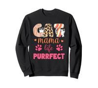 Cat Mama Life Purrfect con stampa leopardata, simpatica zampa di gattino da cartone animato Felpa