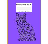 Cat Mandala Themed Composition Notebook: 8.5x11 inches, College Ruled, 100 Pages