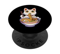 Cat Mangia Ramen - Gatto divertente PopSockets PopGrip Adesivo