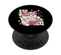 Cat Mangia Ramen - Gatto divertente PopSockets PopGrip Adesivo