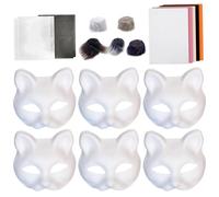 Cat Masque Making Kit, Blank Cats Masks, Creative Animals Costume Accessories, Animal Masks Set for Cosplay, Party, Masquerade, Halloween, School Arts and Crafts Activities, 33.8x24.5x10.1 inches