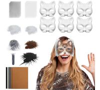 Cat Masque Making Kit, Costume Accessory Set with Mesh and Felt Sheets, Creative Prop for Party, Cosplay, Masquerade, Women or Men Dress-Up Events Indoor Outdoor