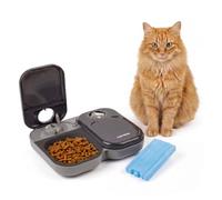Cat Mate Alimentatore automatico a 2 pasti, 400 g per ciotola, cibo umido e | Timer da 48 ore, 2 ciotole da 400 g, include impacchi di ghiaccio, per gatti e cani di piccola taglia, senza app o WiFi