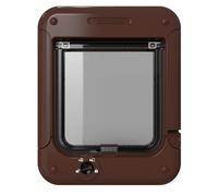 Cat Mate - Gattaiola rotante con bloccaggio a 4 vie (358) - Porta bloccabile versatile per gatti di taglia piccola a media, per vetro singolo/multiplo, UPVC, muro e legno, marrone