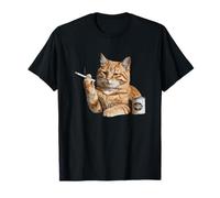Cat Meme Cat Fumare Sigaretta E Birra Baddies Meme Gen Z Maglietta