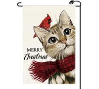 Cat Merry Christmas Bandiere Verticale Robuste Flag Durevole Bandiera Da Giardino Per Portico Giardino Feste 30X45Cm