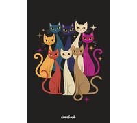 Cat Mid-Century Modern Look Cats 50s 60s Notebook: 6x9 120 Pages, Ruled Notebook, Journal, Daily Diary, Organizer, Planner