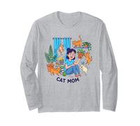 Cat, Mom, Life Funny Coffee for Cat, Lovers Maglia a Manica