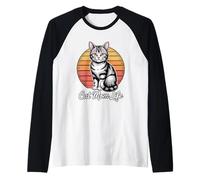 Cat Mom Life Maglia con Maniche Raglan