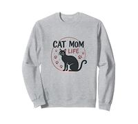 Cat Mom Life: Zampa Stravagante dell'amante dei felini, Gatto Felpa, Unisex per Adulti, Grigio Melange, L