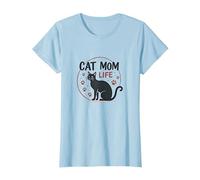 Cat Mom Life: Zampa Stravagante dell'amante dei felini, Gatto Maglietta, Donna, Celeste, L