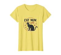 Cat Mom Life: Zampa Stravagante dell'amante dei felini, Gatto Maglietta, Donna, Limone, L