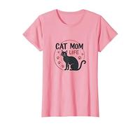 Cat Mom Life: Zampa Stravagante dell'amante dei felini, Gatto Maglietta, Donna, Rosa, M