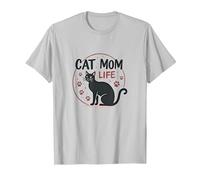 Cat Mom Life: Zampa Stravagante dell'amante dei felini, Gatto Maglietta, Uomo, Argento, XL