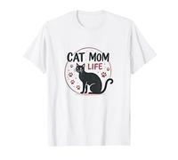 Cat Mom Life: Zampa Stravagante dell'amante dei felini, Gatto Maglietta, Uomo, Bianco, L