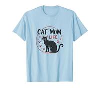 Cat Mom Life: Zampa Stravagante dell'amante dei felini, Gatto Maglietta, Uomo, Celeste, L