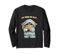 Cat Mom On Duty - Simpatico Pigiama per Gattini Accogliente Amante dei Gatti Maglia a Manica