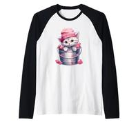 Cat Mom Valentines Graphic for Girls And Grandma Cute Kitten Maglia con Maniche Raglan