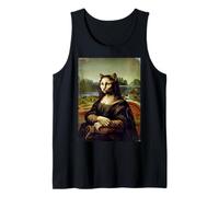 Cat Mona Lisa Parodia Art per Gli Amanti dei Gatti Canotta