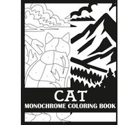 Cat Monochrome Coloring Book: Bold, Single Color Cat Coloring Book for Adults