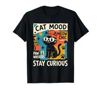 Cat Mood Meow Chic Stay Curious Paws & Whiskers Retro Cat Maglietta