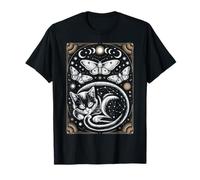Cat Moon Phases Constellation Mystic Witchcore Tarot Card Maglietta