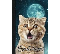 Cat Moon Sketchbook 6 x 9: Cute Funny, Mystic, Tarsier Moon Notebook for Drawing or doodling 112 Pages with Cat Moon bottom border, includes belong page. Great for Sketching or journal.