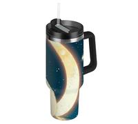 Cat Moon Starry Cartoon Anime vuoto bocca larga in acciaio inox bottiglie d'acqua coperchio a prova di perdite e cannuccia decorativa grande tazza da caffè per acqua, tè freddo o caffè vasos para