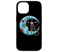 Cat & Moon Sugar Skull Funny Dia de Los Muertos Day Of Dead Custodia per iPhone 14