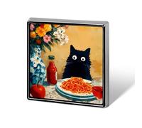 Cat More Spaghetti Less Upsetti Spilla quadrata in metallo Distintivo Spille da bavero alla moda Gioielli Decorazione Unisex